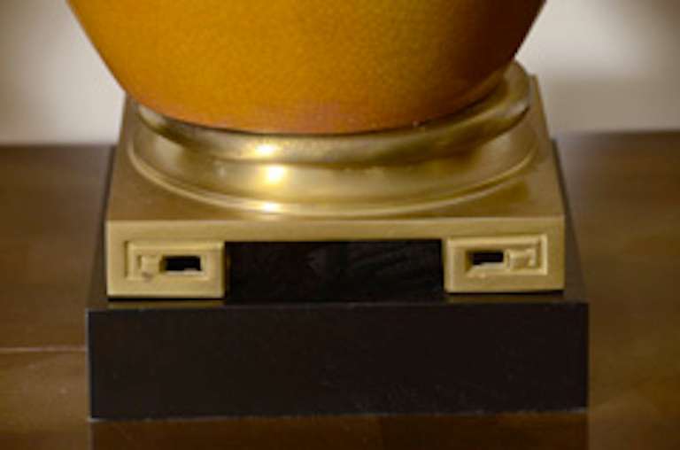 Américain Frederick Cooper lampes à glaçure craquelée orange ombrée en vente