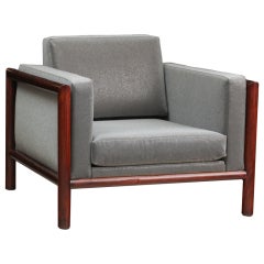 Rosewood & Glass Bead Upholstered Club Chair by Milo Baughman
