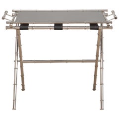 Polished Nickel Stylized Bamboo Tray Table