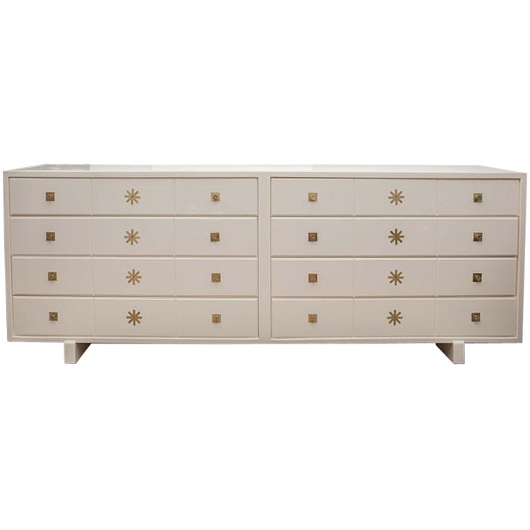 Tommi Parzinger Cream Lacquered Double Dresser