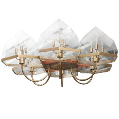 French 1970s Bronze and Glass Dome Six-Arm Chandelier 11