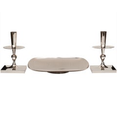 Three Piece Polished Nickel Table Garniture Set by Tommi Parzinger 1