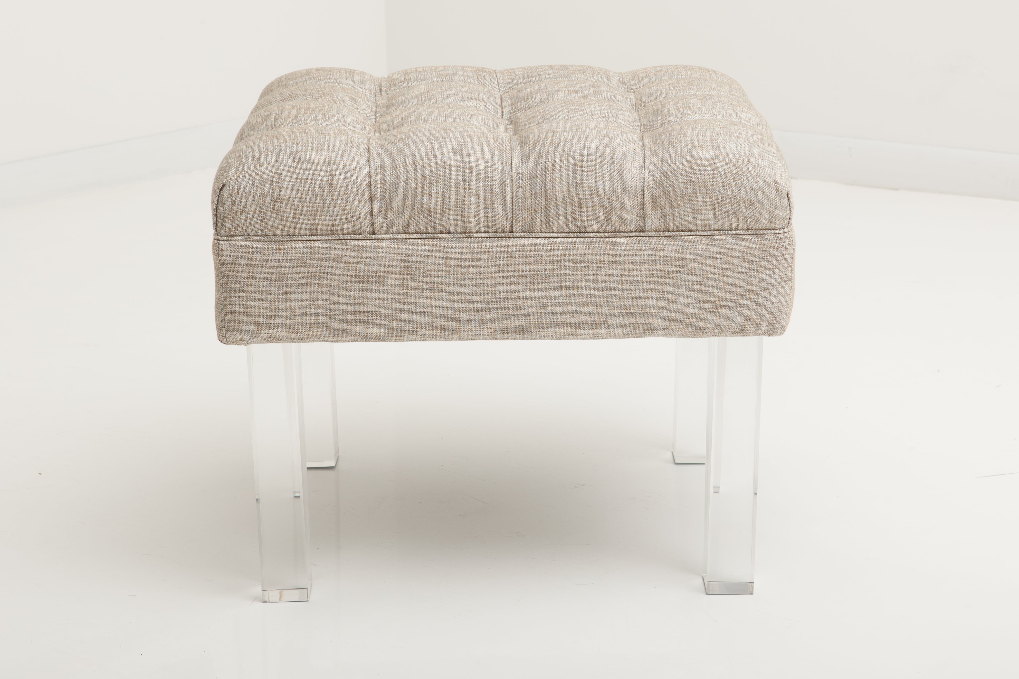 Tufted Ottoman with Lucite Legs