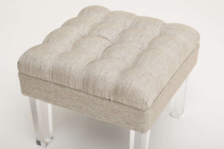 American Tufted Ottoman with Lucite Legs