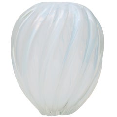 White Opaline Swirled Glass Vase by Seguso