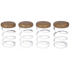 Set of Four Steel Spring Coil Bar Stools