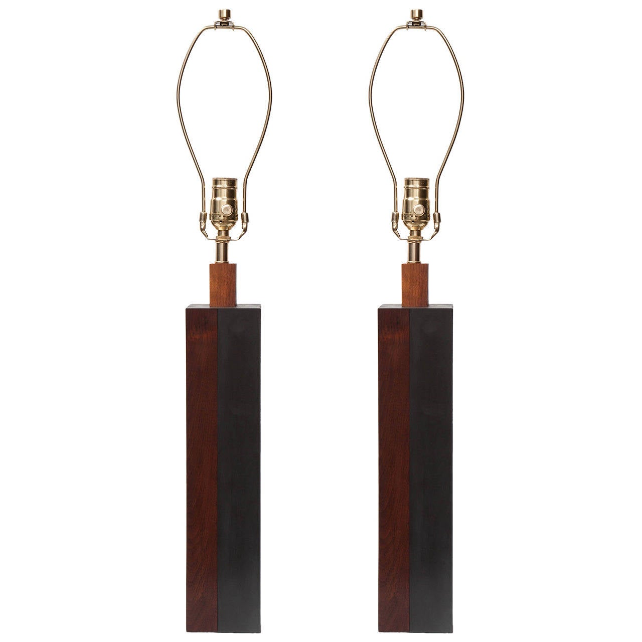 Pair of Walnut & Slate Lamps by Phillip Lloyd Powell
