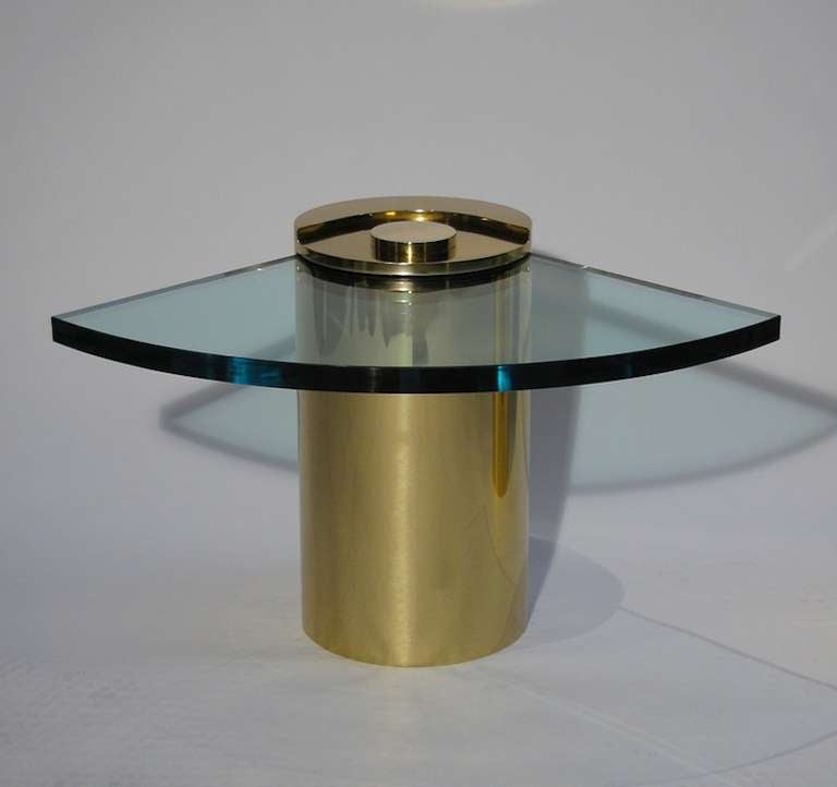Pair of iconic polished brass drum tables with 1