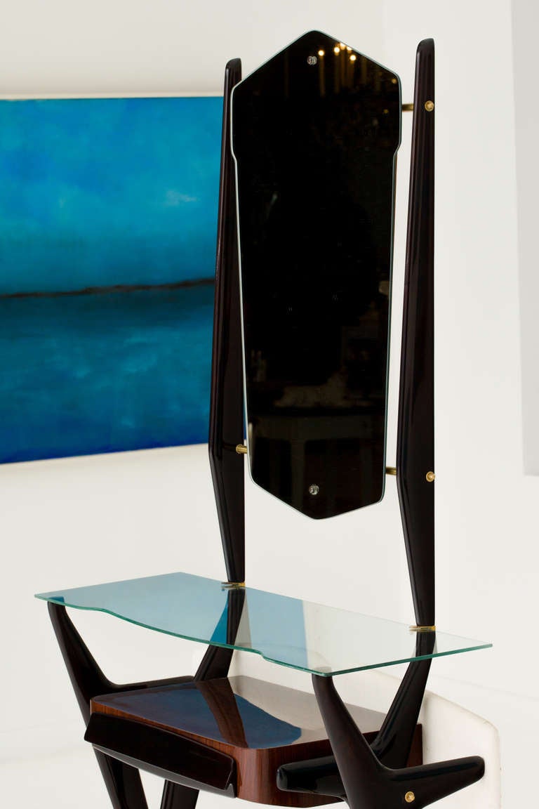Modern Italian Hall Console with Mirror in the Style of Ico Parisi
