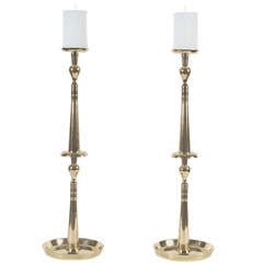 Pair of Brass Spindle Candlesticks by Tommi Parzinger
