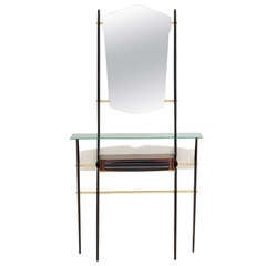 Italian Hall Console with Mirror in the Style of Ico Parisi