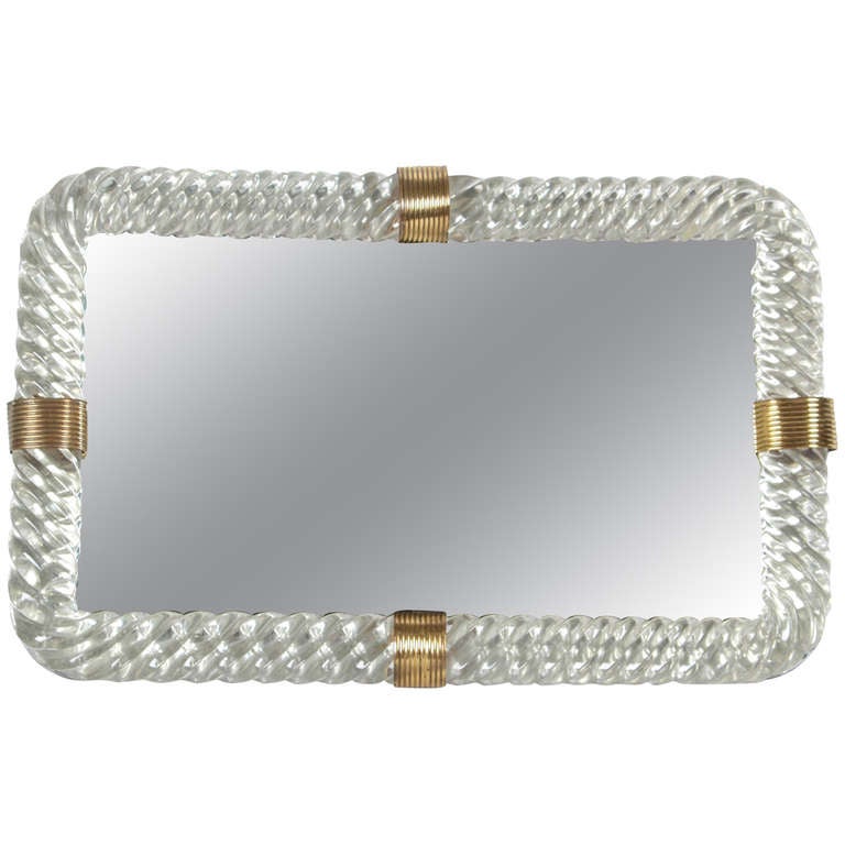 Venini Twisted Glass Framed Vanity Mirror Tray