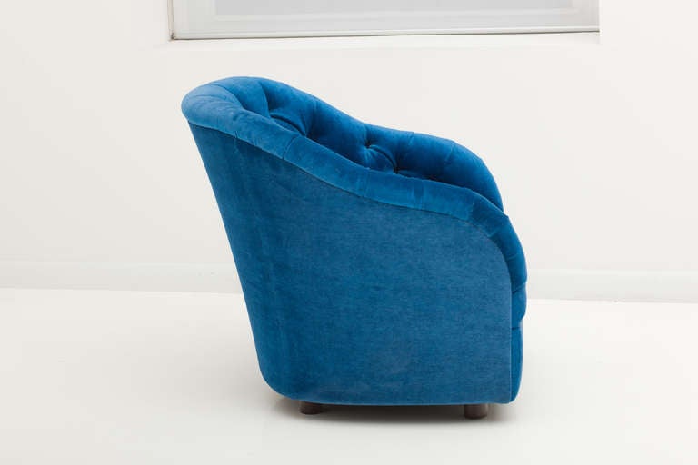 American Ward Bennett Sapphire  Blue Mohair Club Chairs