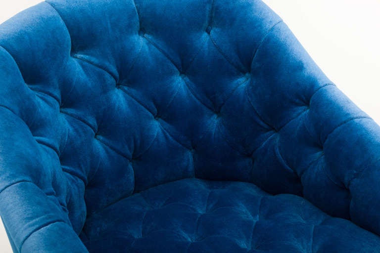 Ward Bennett Sapphire  Blue Mohair Club Chairs 1