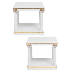 Grosfeld House White Lacquer and Gold Leaf Side Tables