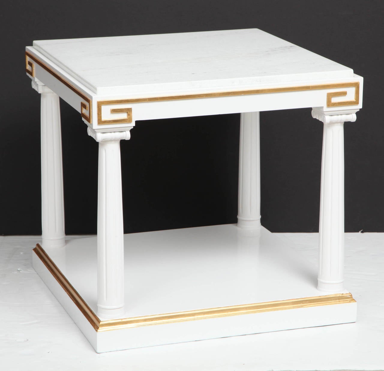Grosfeld House White Lacquer and Gold Leaf Side Tables 3