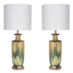 Pair of Ombre Glazed Italian Lamps