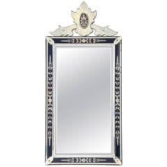 Midcentury Cobalt Border Venetian Mirror