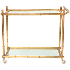 Italian Gilt Iron Stylized Bamboo Serving / Bar Cart