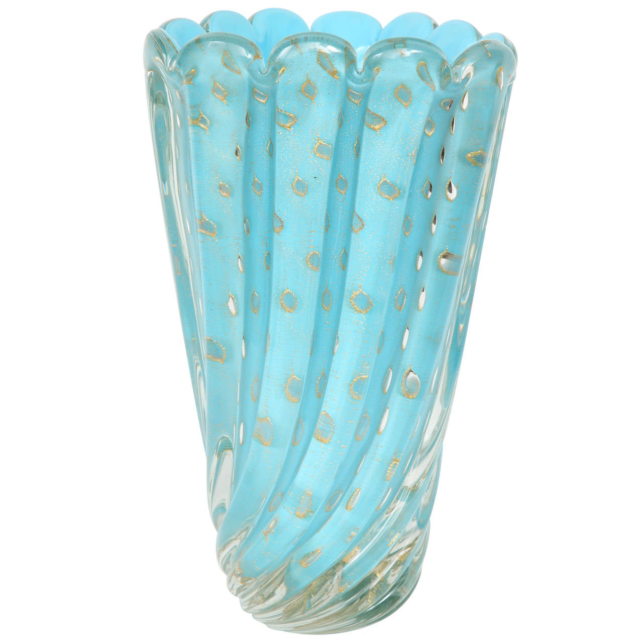 Tiffany Blue Murano Glass Bouquet Vase by Barbini at 1stDibs
