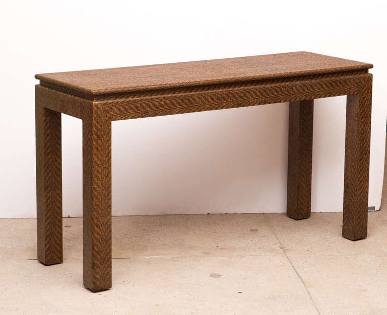 American Woven Grass Cloth Console by Karl Springer