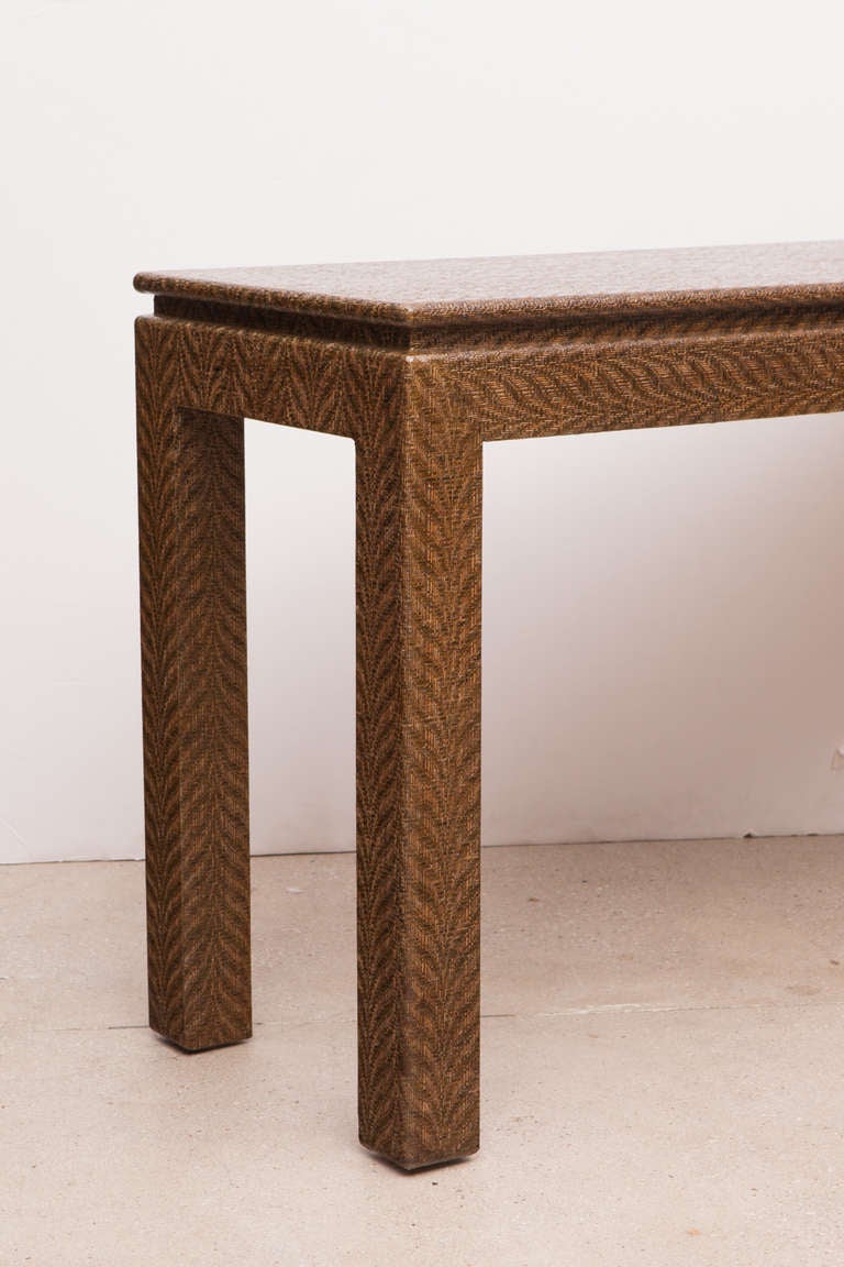 20th Century Woven Grass Cloth Console by Karl Springer