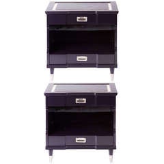 Pair of Plum Lacquered Nightstands by John Widdicomb