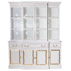 Vintage Dorothy Draper White Lacquer Bookcase or Breakfront