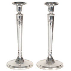 Pair of English Art Deco Sterling Silver Candlesticks