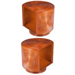 Pair of Rattan Clad Spiral Side Tables by Romweber
