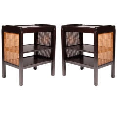 Pair of Mahogany and Cane Side Tables by Edward Wormley