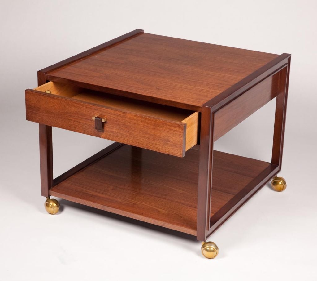 American Pair of Dual Tone Walnut Side Tables by Edward Wormley for Dunbar