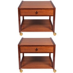 Pair of Dual Tone Walnut Side Tables by Edward Wormley for Dunbar