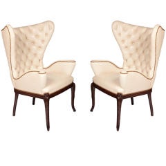 Pair of Grosfeld House Exaggerated Wingback Chairs