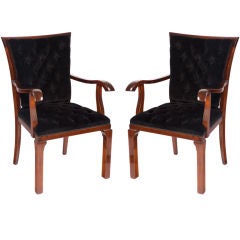 Pair of Art Deco Walnut Arm Chairs