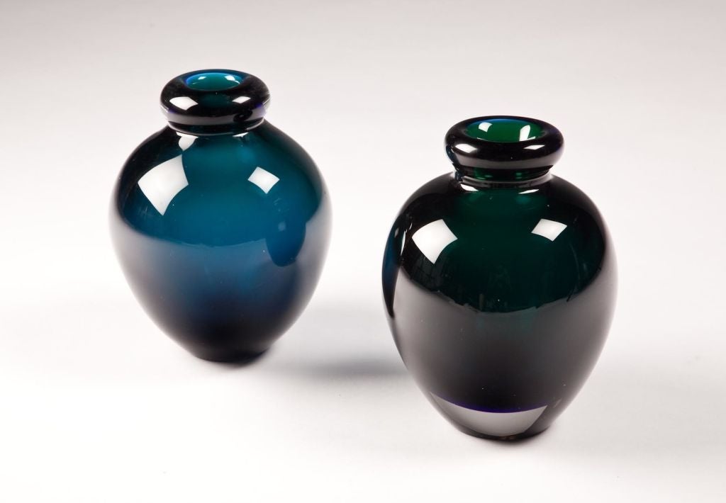 Pair of Murano Glass Vases by Vittorio Zecchin at 1stdibs