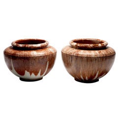 Pair of Oversized French Ceramic Urns by Turnad, Paris