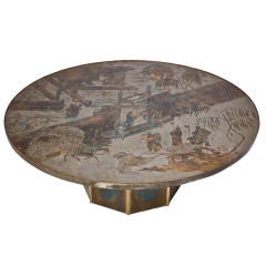 Philip & Kelvin LaVerne Chan Coffee Table, Rare 48" Diameter