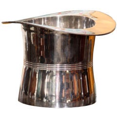 Art Deco Polished Nickel Top Hat Ice Bucket/Champagne Cooler
