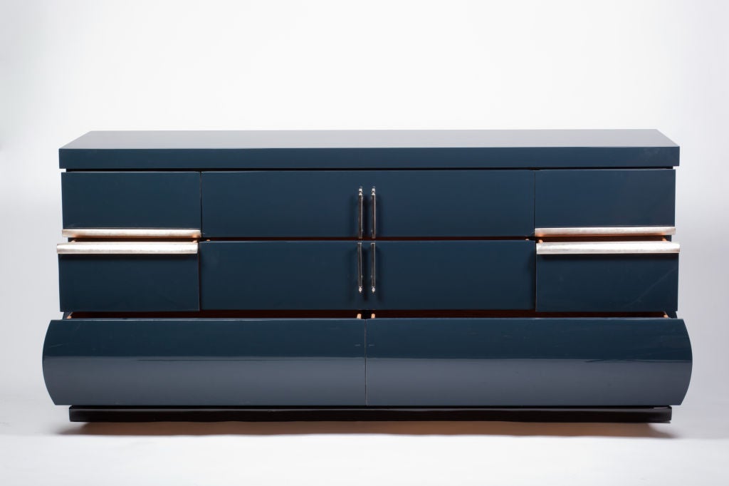 Art Deco Midnight Blue Lacquer Dresser