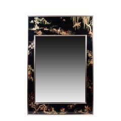 Brass Framed Reverse Painted Mirror by LaBarge