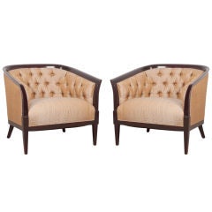 Pair of Erwin Lambeth for Tomlinson Tufted Club Chairs
