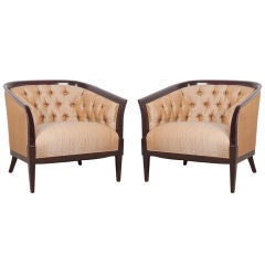 Pair of Erwin Lambeth for Tomlinson Tufted Club Chairs