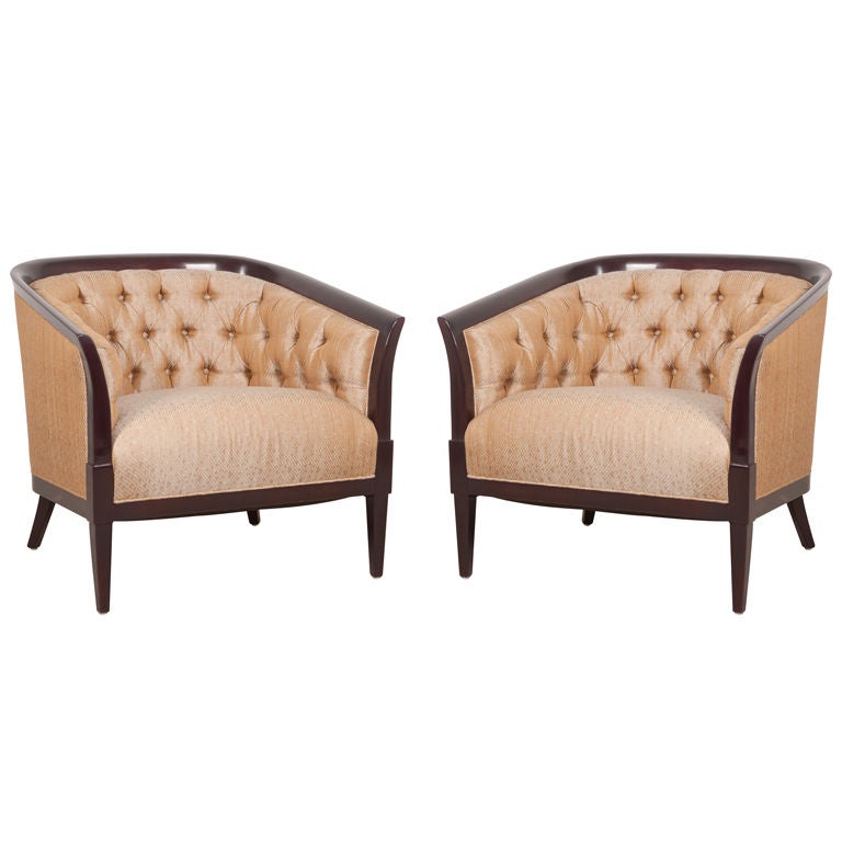 Pair of Erwin Lambeth for Tomlinson Tufted Club Chairs