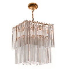 2 Tier Crystal Prism Square Form Chandelier by Venini for Camer