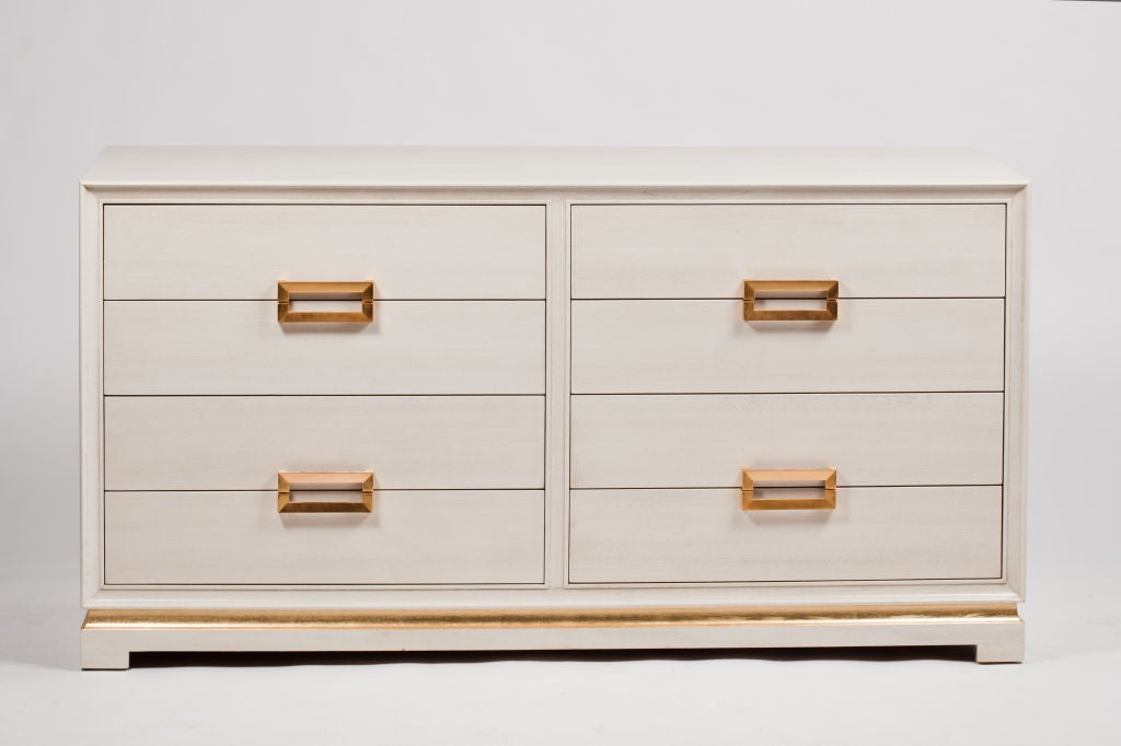 1940's Bleached Mahogany Dresser with Gilt Pulls