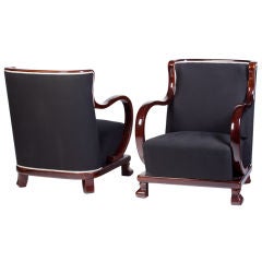 Pair of Art Deco Exaggerated Arm Club Chairs