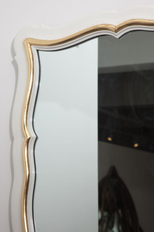 American Dorothy Draper White Lacquer & Gold Leaf Mirror
