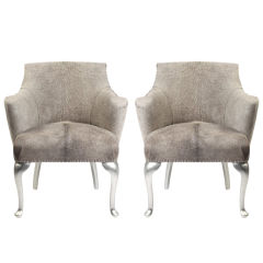 Pair of French 1940's Salon Chairs in Grey Pony