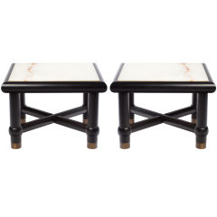 Pair of Black Matte Finish Tables by Michael Taylor for Baker